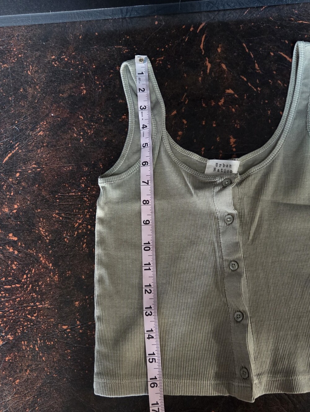 Urban Nation Extra Small Sage Green Ribbed Button-Front Tank Top - Picture 6 of 6